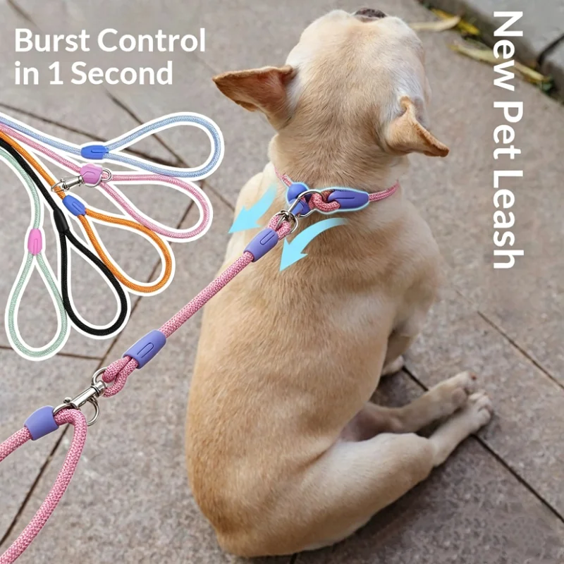 160CM Anti-Tangle Nylon Rope Dog P-Chain Collar Adjustable round Training Leash for Small to Medium Dogs Pet Walking