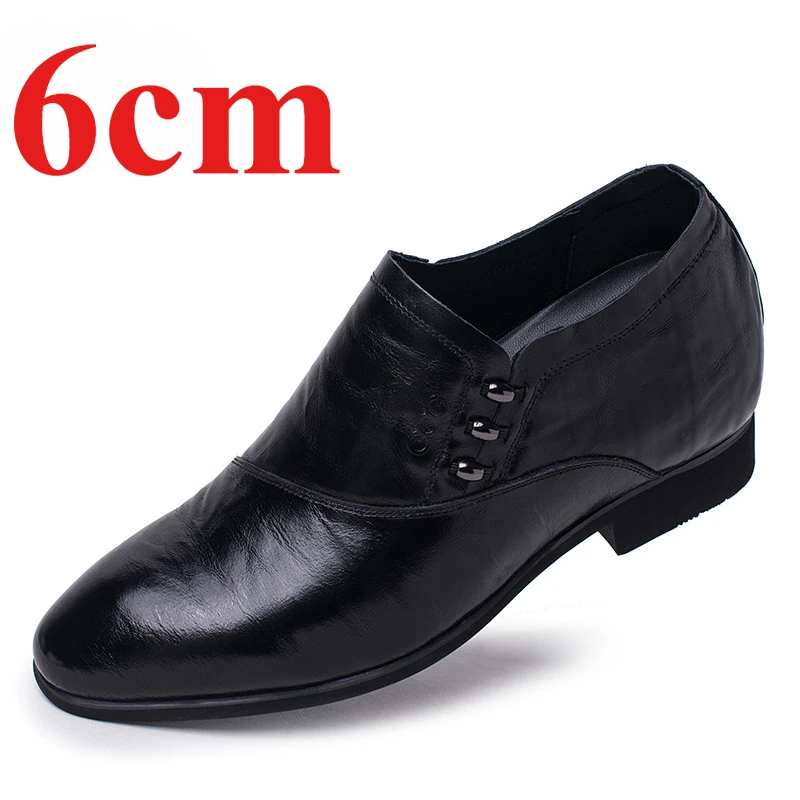 Height Increasing Shoes Men 6.5cm Elevated Genuine Leather Soft Surface Comfortable Breathable Business Loafer Men's Dress Shoes