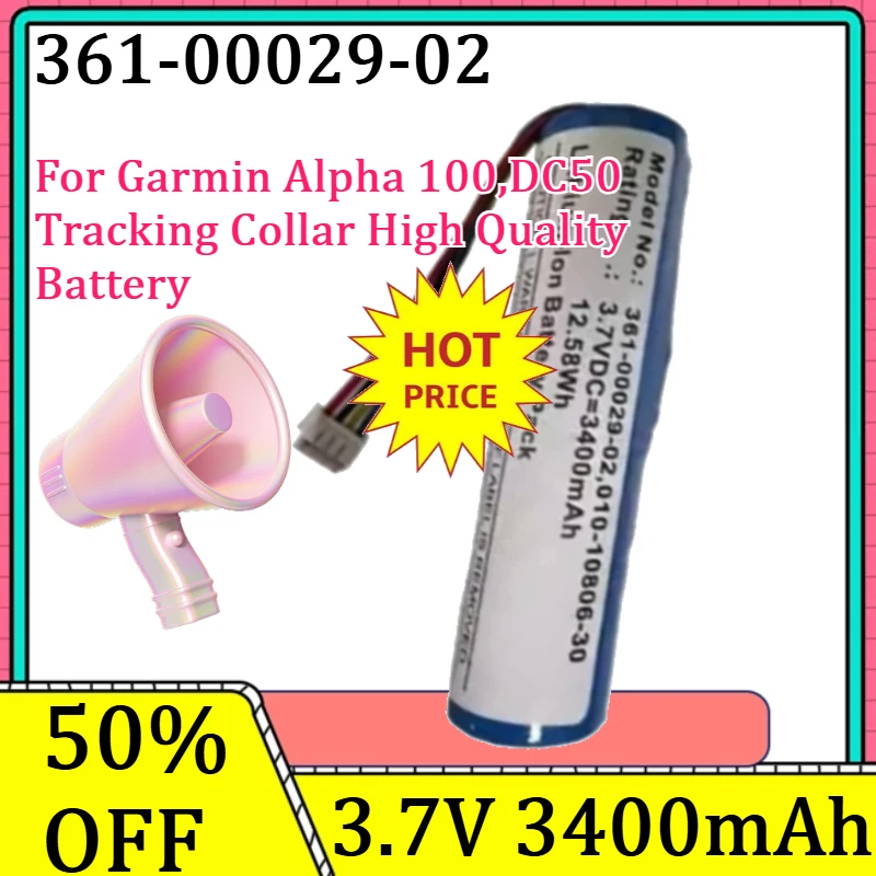 

For Garmin Alpha 100,DC50 Tracking Collar High Quality Battery New 361-00029-02 3.7V 3400mAh Dog Collar Battery