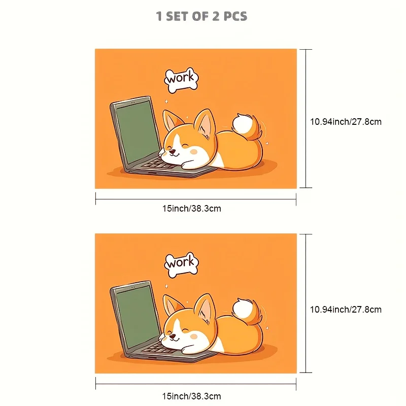 Two pack of cute corgi laptop stickers, waterproof Vini stickers, self-adhesive cartoon patterns,