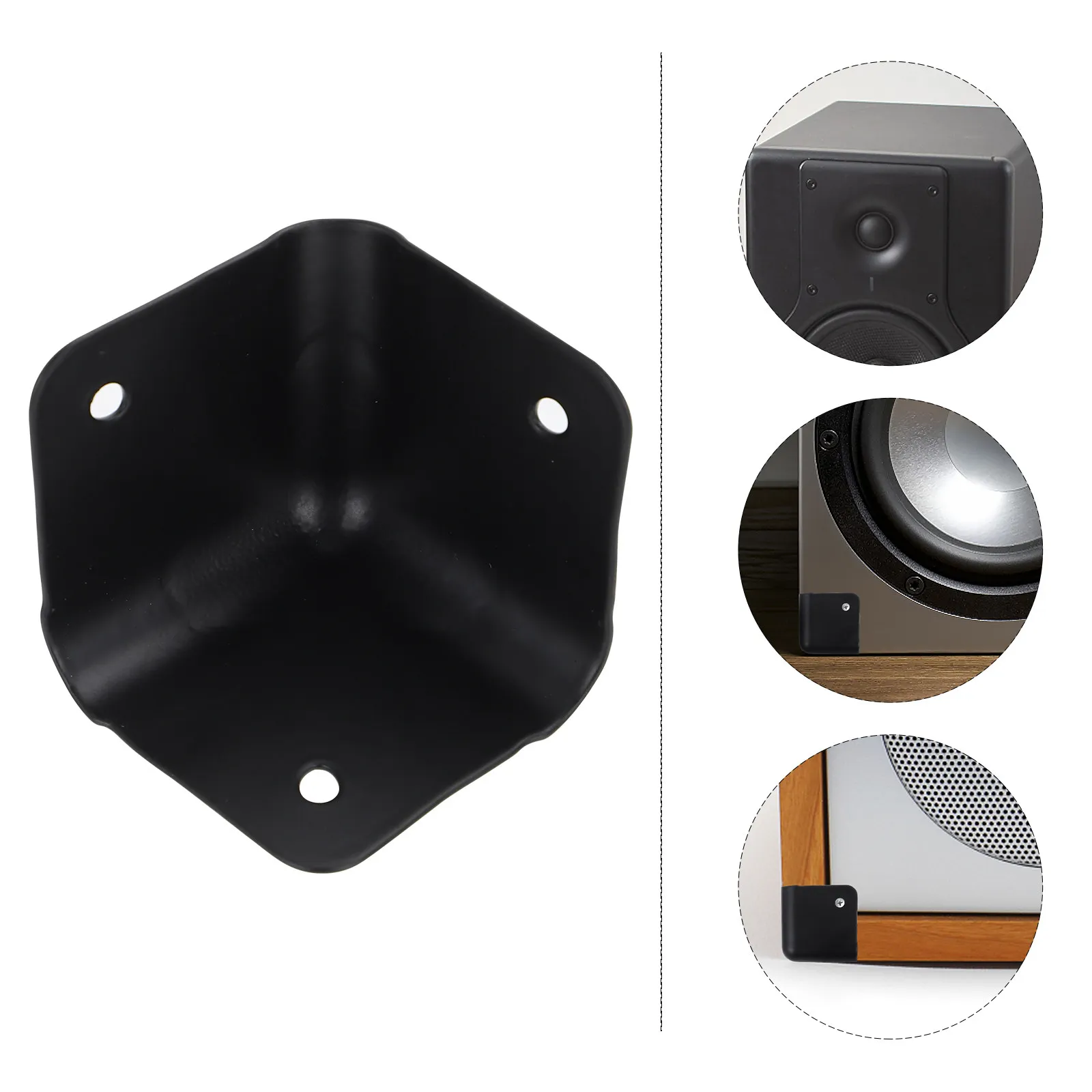 4pcs Black Iron Speaker Corner Protectors for Stage Cabinets – Anti-Collision Shock Absorption Guards