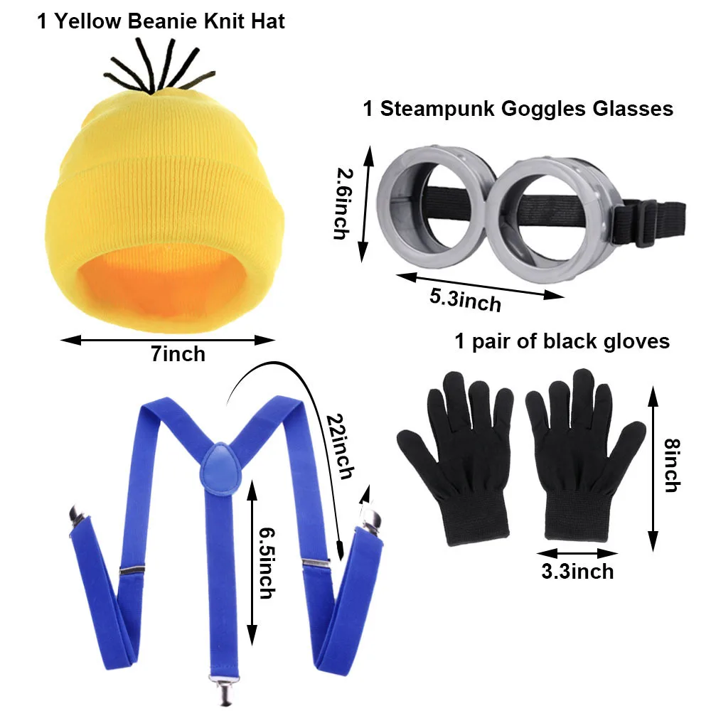 Halloween Cosplay Costumes Small Yellow Hat Knitted Hat Gloves Cos Suit Props Party Show Parent-child Gift Novelty Glasses image 2