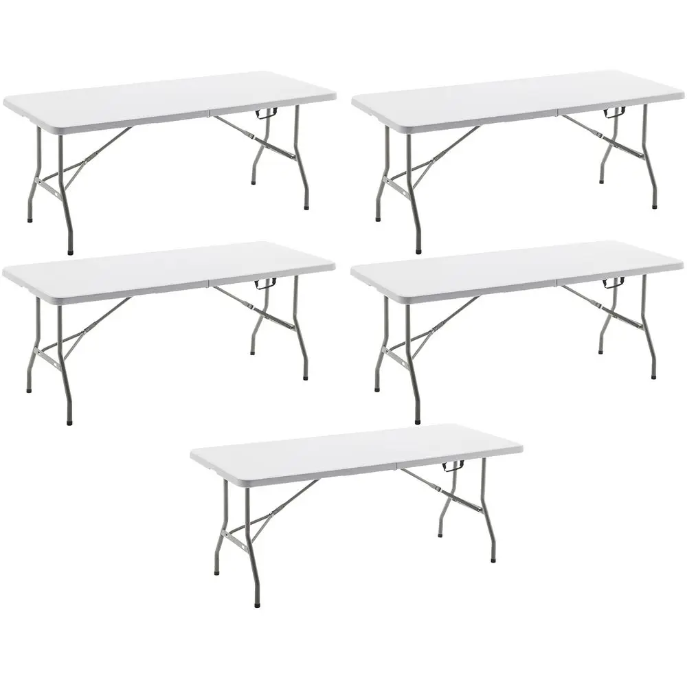 

Set of 5, FoldinHalf Folding Table 6 Feet 72x 29.5 Lightweight Portable Carrying Handle Indoor Outdoor Picnic Camping Office Ho