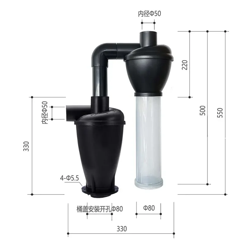 high-efficiency 2-stage cyclone dust collector 50 caliber, with fan model, suitable for all dust removal occasions