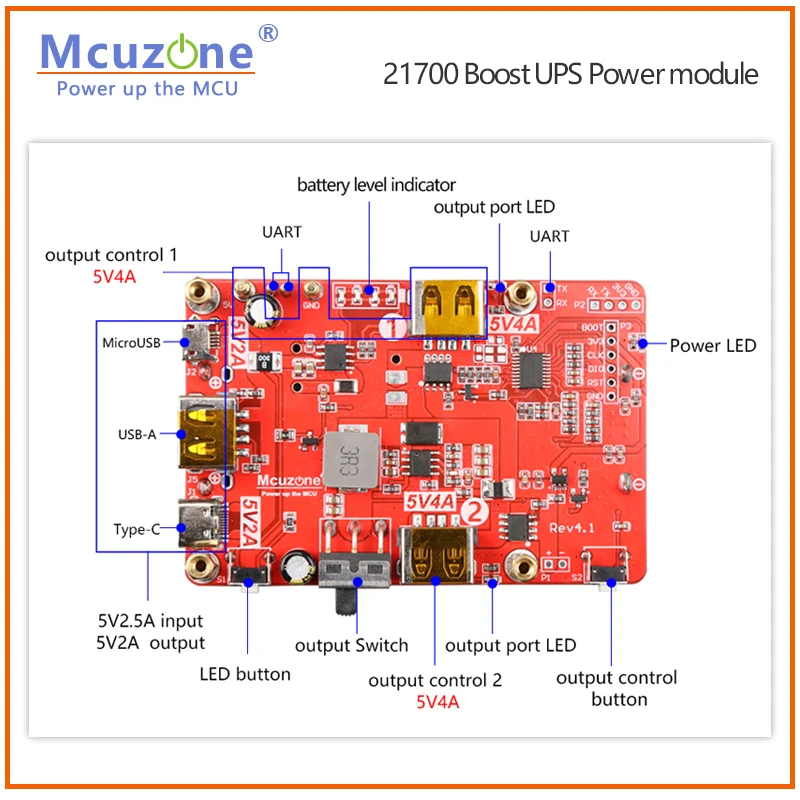 Imagem -06 - Carregar e Impulsionar Powerbank 5v 2a 5v 4a Saída Dupla Comunicação Uart Framboesa pi 4b 5v3a Jetson Ups Nvidia 21700