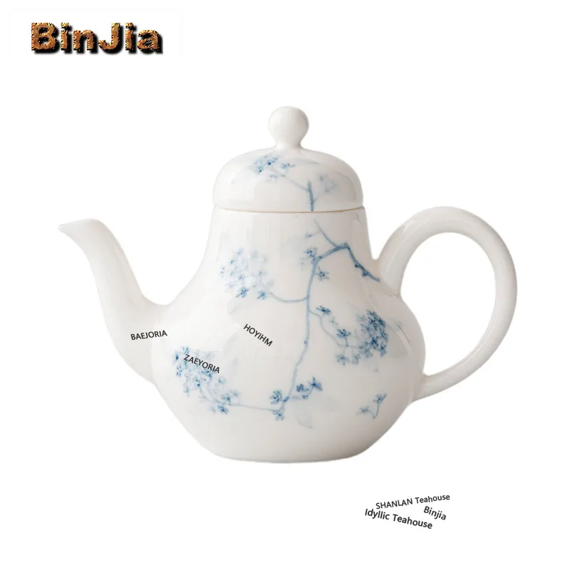 BAEJORIA 135ml Hand-painted Blue And White Osmanthus Teapot Creative Tea Infuser Pot Tea Soaking Kettle With Strainer Drinkware