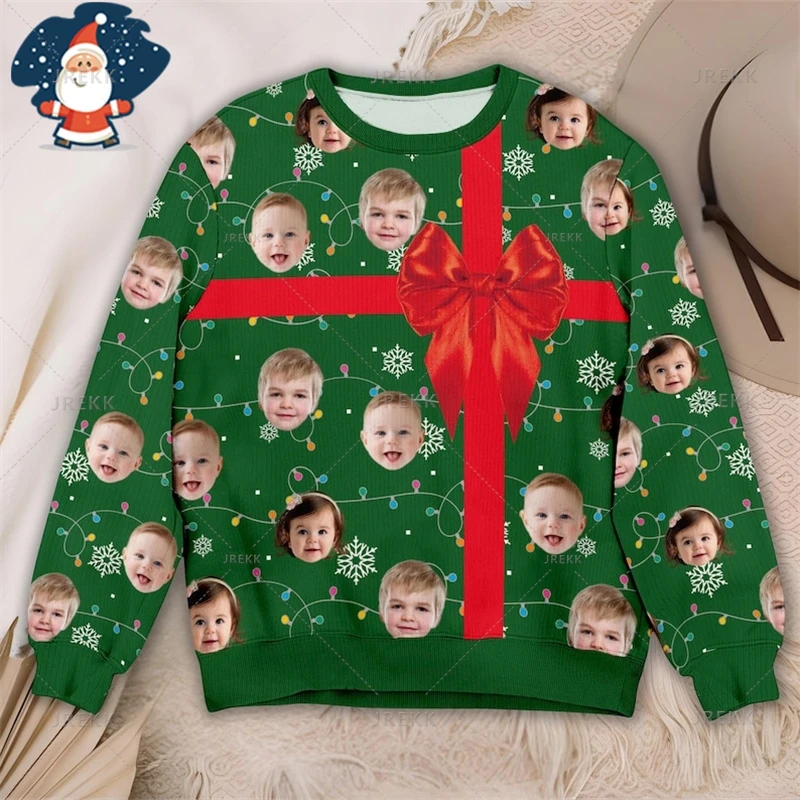 

3D DIY Photos Print Ugly Christmas Sweaters - Custom Picture Mens Sweater Xmas Merry Christmas Sweatshirts Crew Neck Sweatshirts