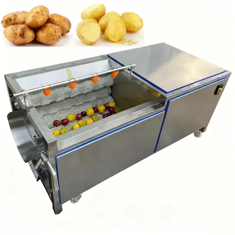 Automatic Fruit & Vegetable Peeling Machine Carrots Ginger Peeler with Photo Line Brush Roller Wash & Clean Pump Core