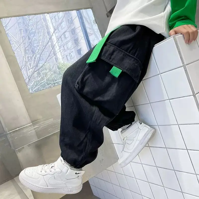 

Boys' pants Spring and autumn Japanese and Korean new boys' autumn trousers Autumn 110-170 size loose casual cargo pants