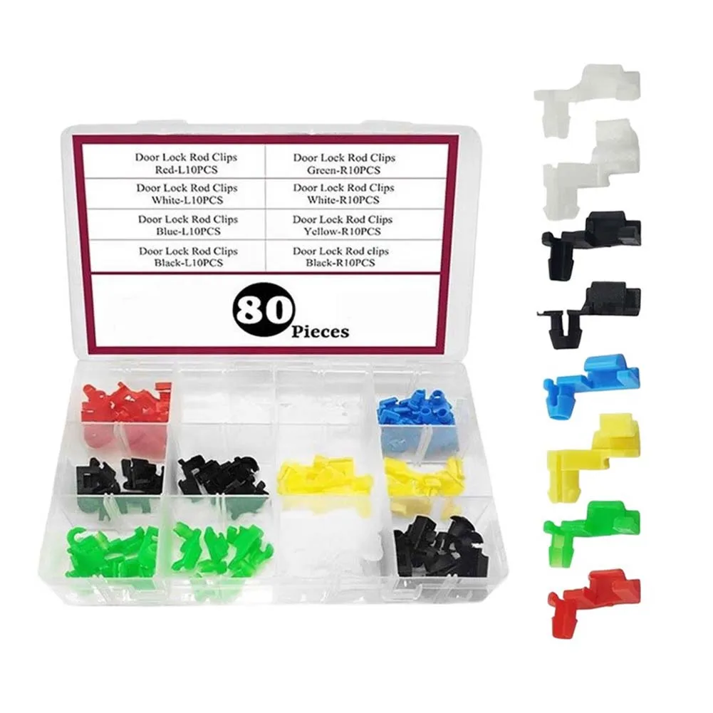 80 Count Automotive Door Handle Clip Set for Door Lock Rod Retention Compatible with Various Door Handle Linkage