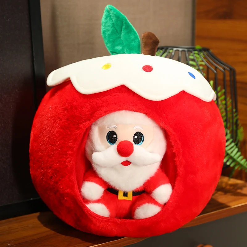 1pc bonito dos desenhos animados papai noel boneca de pelúcia maçã vermelha brinquedos de plantas de pelúcia agradável decoração para casa presentes para presentes de natal