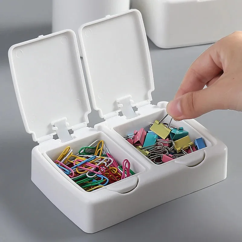 Mini Cute Desktop Storage Box Cosmetic Cotton Swab Container with Lid Plastic Dustproof Sundries Finishing Box for Home Office