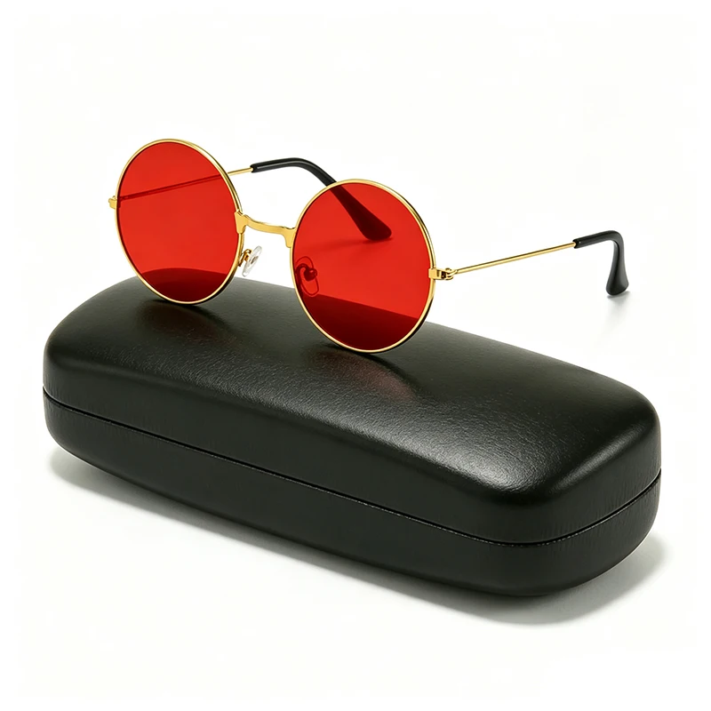 Classic Vintage Round Frame Sunglasses For Men Women Brand Design Ocean Red Yellow Metal Circle Sun Glasses Uni Eyewear 2026