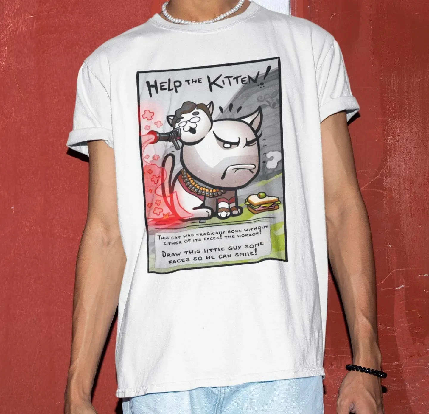 Mewgenics Help The Kitten Shirt - Indie Game Tshirt Summer Men's and Women's Loose and Breathable T-shirt Top