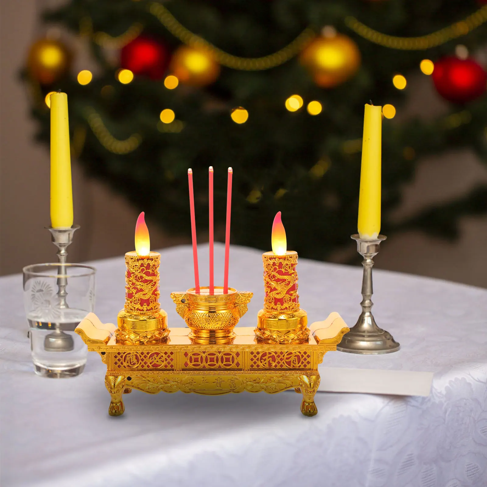 

Led Light For Buddha Statue Holder Temple Decoration Electric Candles Chinese Lamp Candlestick Home