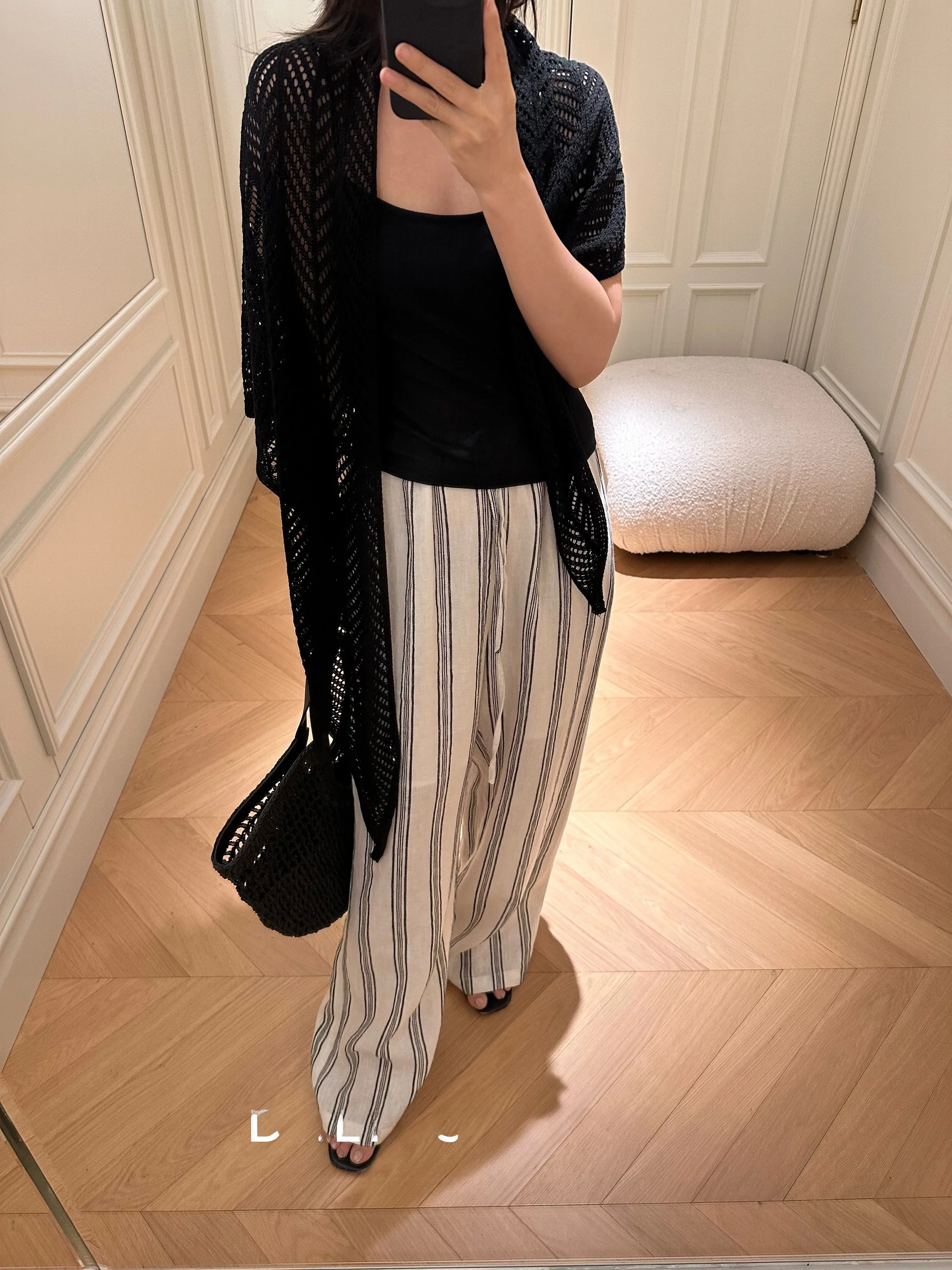 

DALII OFFICIAL High Waist Dstring Wide Leg Pants Casual Striped Linen Loose Aosphere Faionable Commute Sle