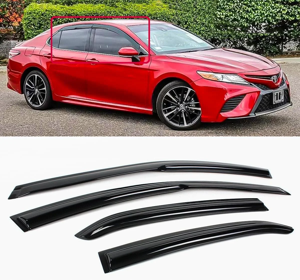 

4Pcs for 18-24 8Th Gen Toyota Camry Jdm 3D Mugen Style Window Visors Rain Guards