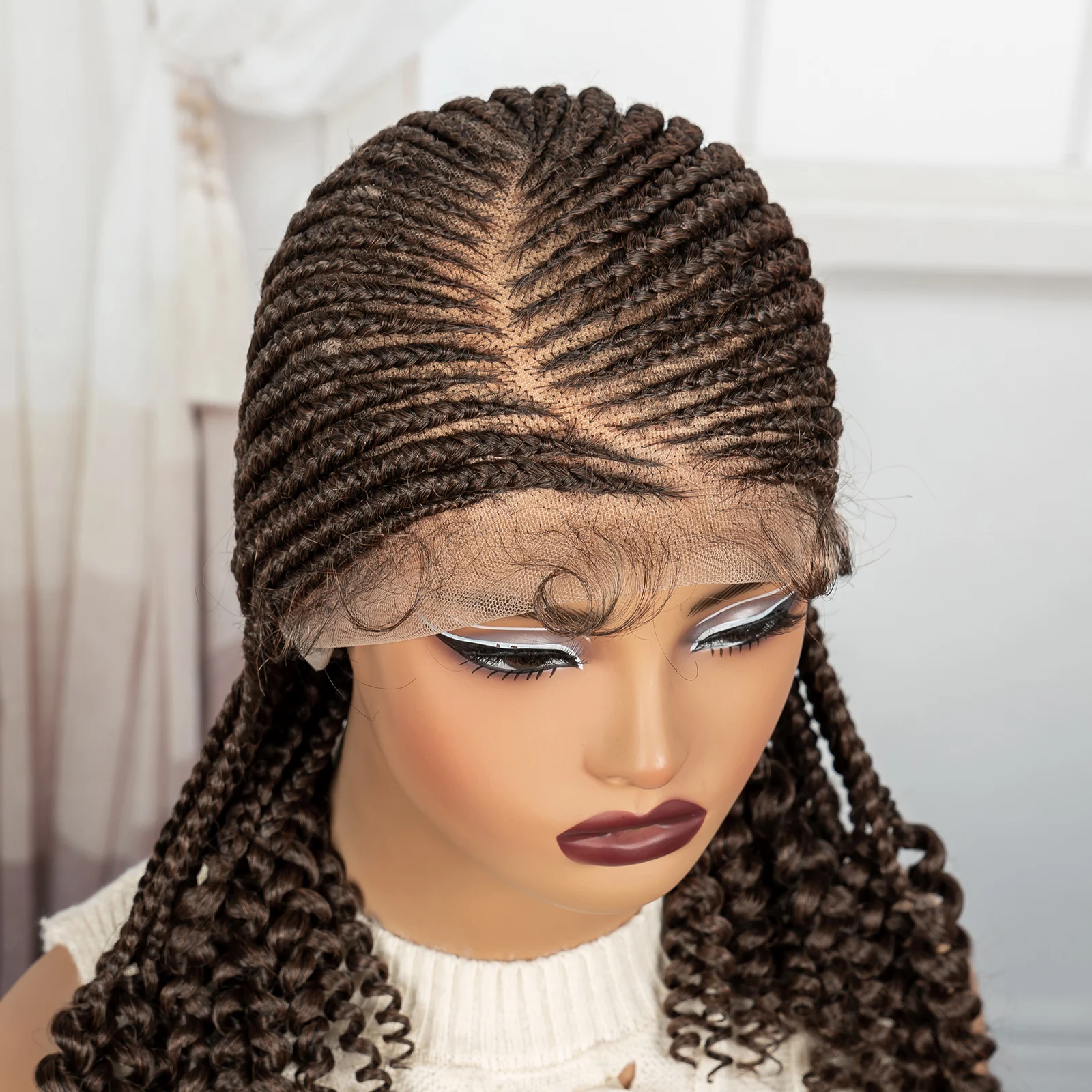 Short Ombre Cornrow Braided Wigs 14inch Synthetic Full Lace Kontless Braided Wigs Lace Frontal Braided Lace Wigs for Black Women