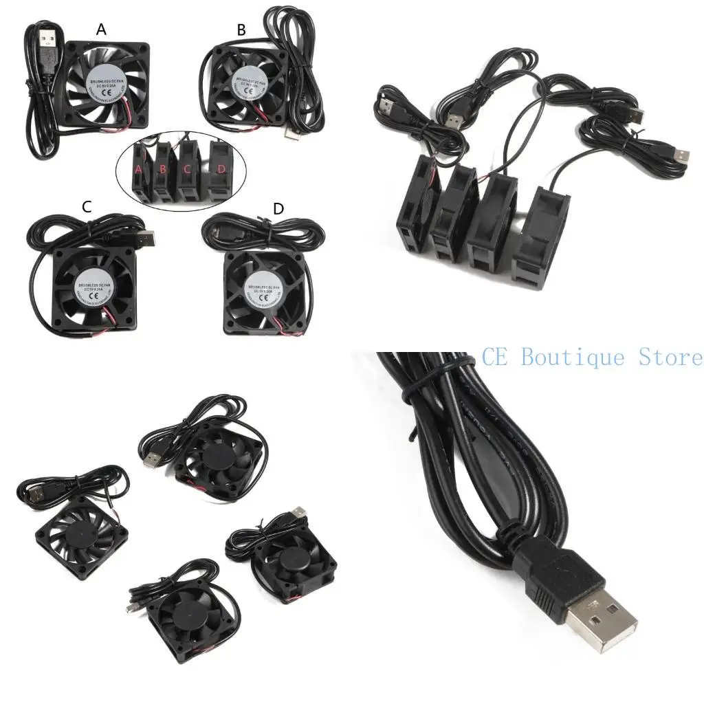 

652F 60mm Fan 5V Power Supply PC Radiating 6010 6015 6020 6025 Case Fan Cooling Blower for Computer Box/AV Cabinet