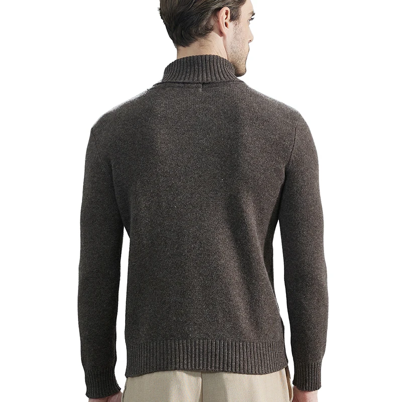 Fashion TurtleNeck Men\'s Knitted Sweaters Cashmere Sweater 100% Merino Wool Thick Knit Pullover Winter Fall Male Jumper Clothing