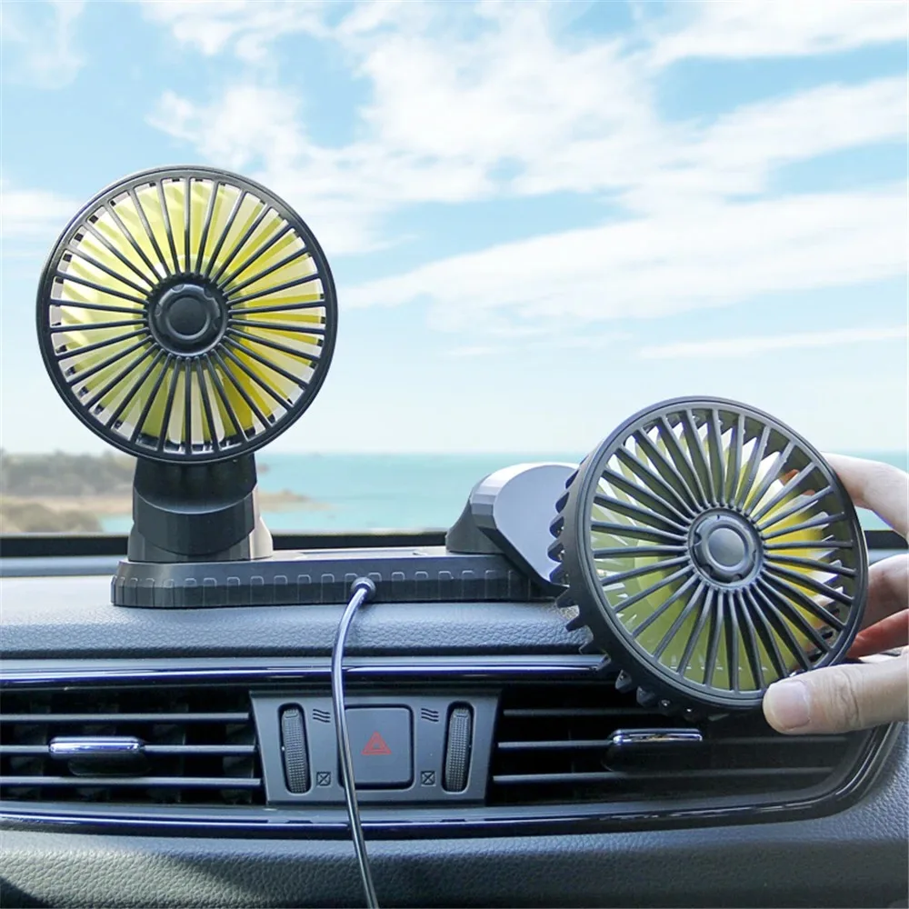 NEW Automobile double fan household 360 degree circular automobile cooling accessories swing fan ventilation plate USB in summer