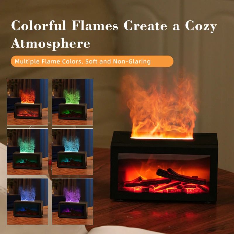 Diffuseur d'aromathérapie à effet flamme, humidificateur à parfum d'huiles essentielles, humidificateur à effet feu pour chambre à coucher, maison, intérieur
