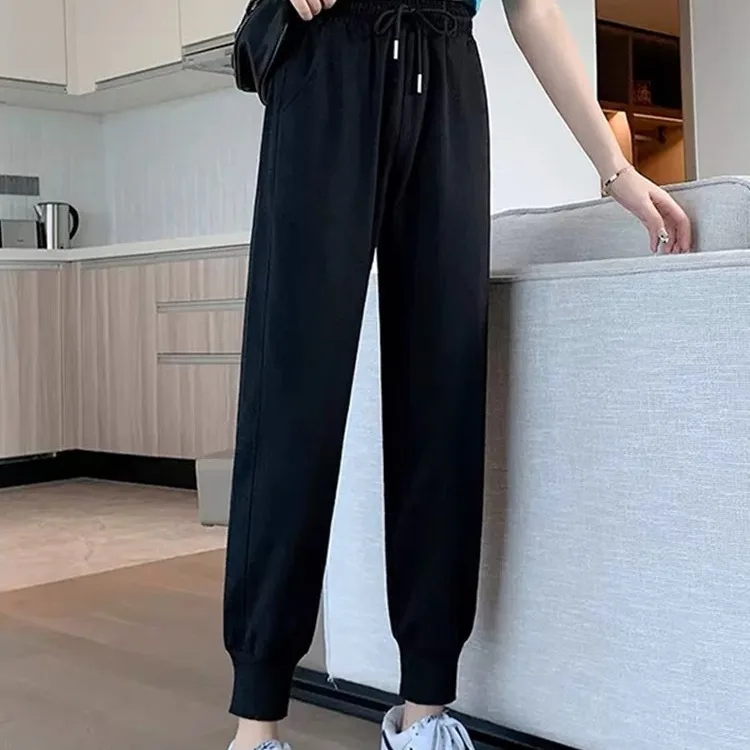 

Женские спортивные штаны, осенне-зимние свободные универсальные джоггеры, новые повседневные хлопковые брюки большого размера, спортивные штаны, черные брюки