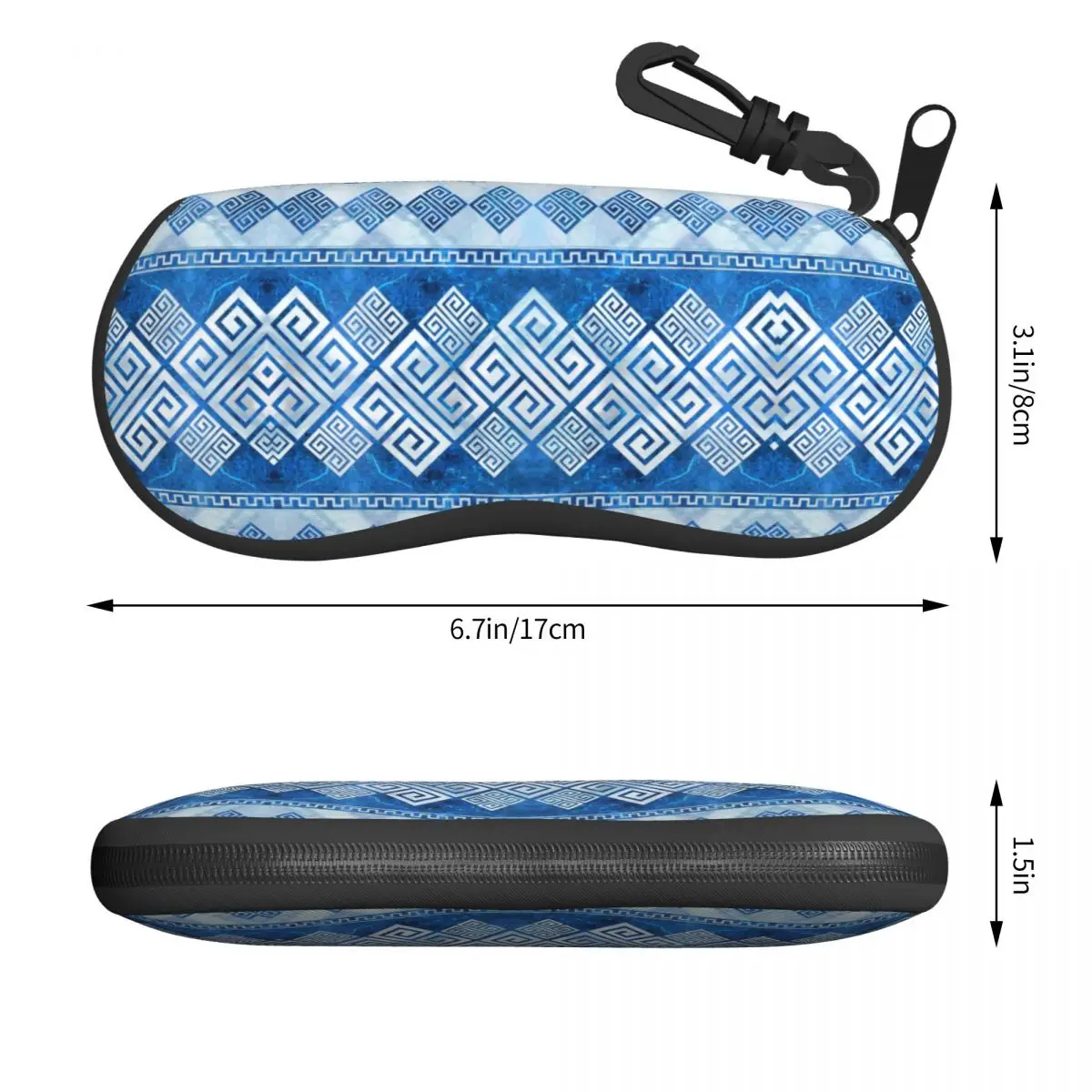 Greek Meander Shell Eyeglasses Protector Cases Cool Sunglass Case Greek Key Blue Gemstone And Pearl Glasses Bag