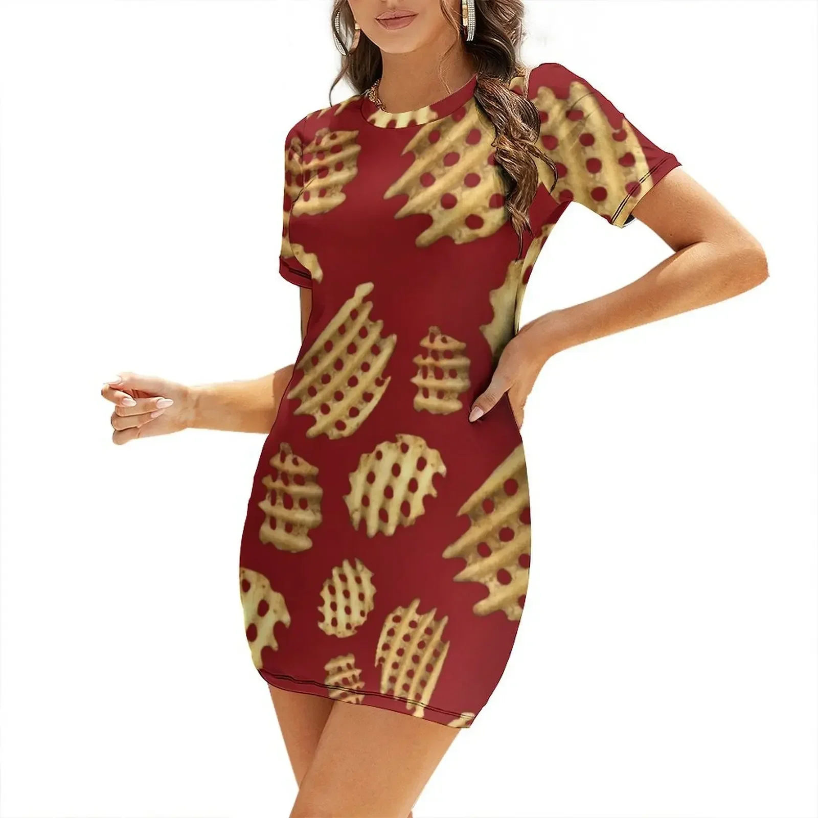 

Crunchy Waffle Fries Short-Sleeved Dress evening dresses ladies women's summer dress 2026 summer dress for women 2026