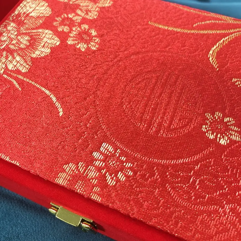 

Золотой набор ювелирных изделий Дракон и Феникс, коробка для хранения, бархатный винтажный браслет, ожерелье, подарочный чехол, красная мягкая подкладка