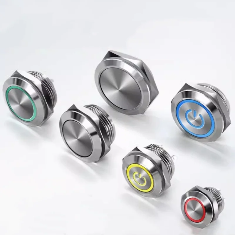 1pcs 16/19/22MM Ultra short metal ribbon button Self-resetting Light Touch Ultra-thin Micro stroke jog switch