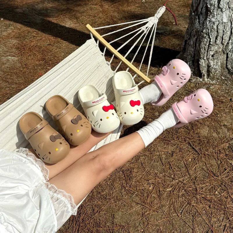 

Sanrio New HelloKitty Kawaii Anime Cartoon Slippers Girls Gaiden Breathable Sandals Summer Increase Height Cute Fashion Trend