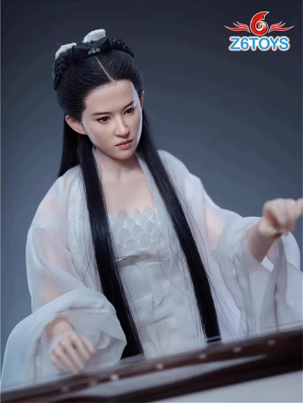 

1/6 ZYTOYS Asia Beauty Girl Kung Fu Love Story Carman Lee Female Head Sculpture Carving with Long Hair Bow Accessories 12" Doll