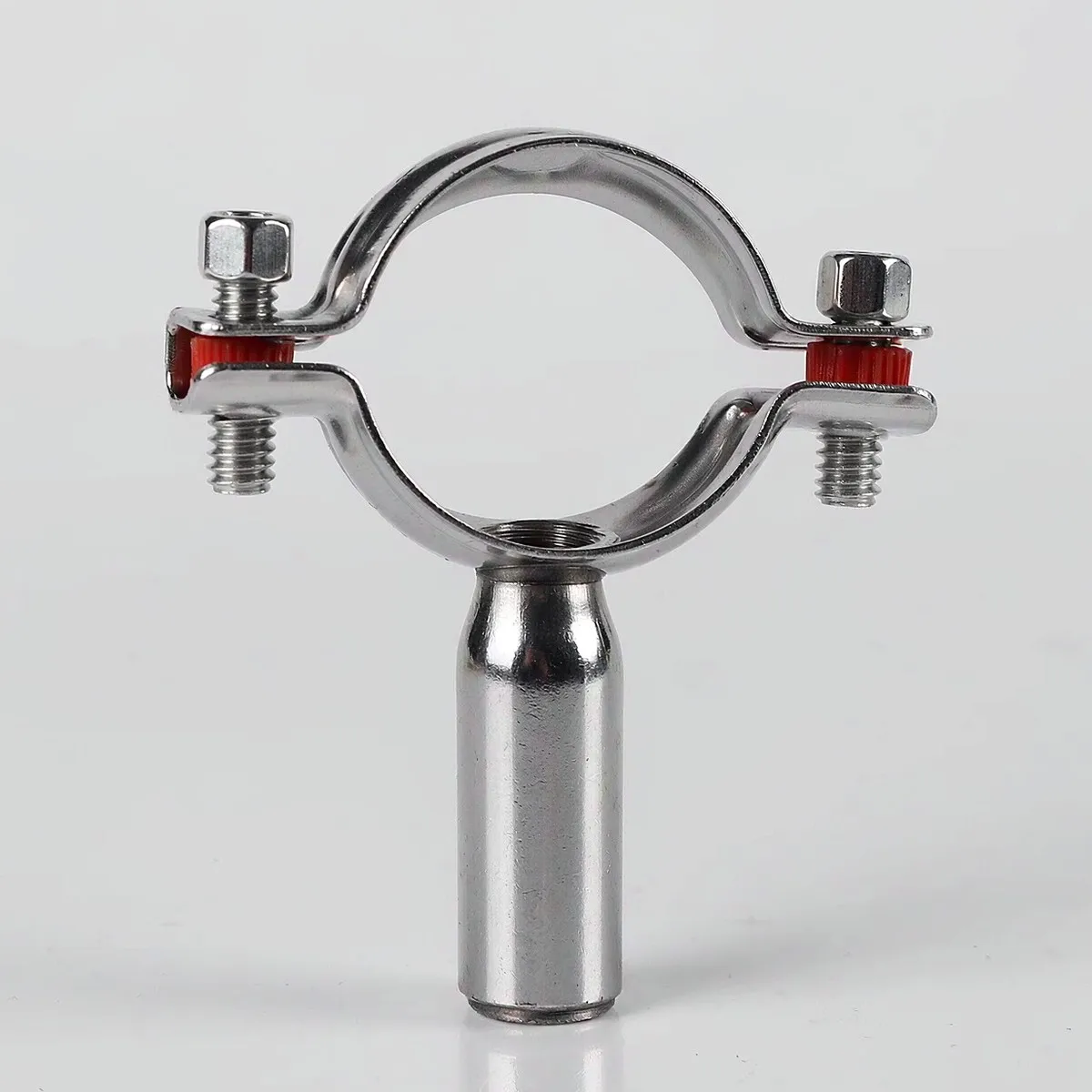 304 Stainless Steel Female Threaded Pipe Clamp Bracket Cross Bar Holder Two Hole Bar Holder Clamp for Staircase Railing Handrail