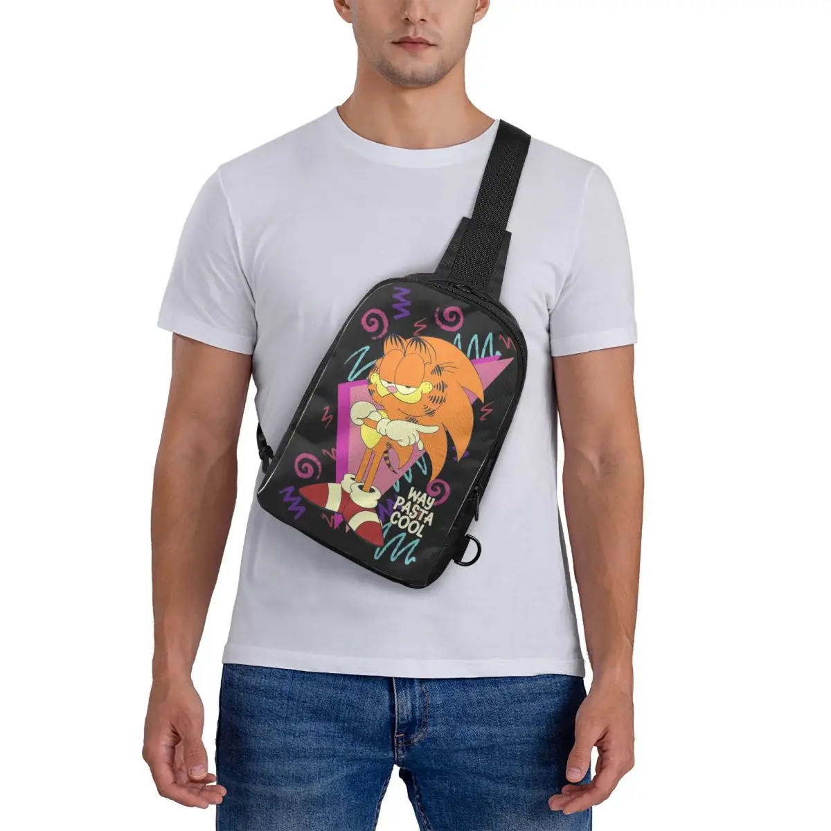 

Garfield The Hedgehog Chest Bag Crossbody Backpack Sling Shoulder Bag For Men Travel Hiking Daypack