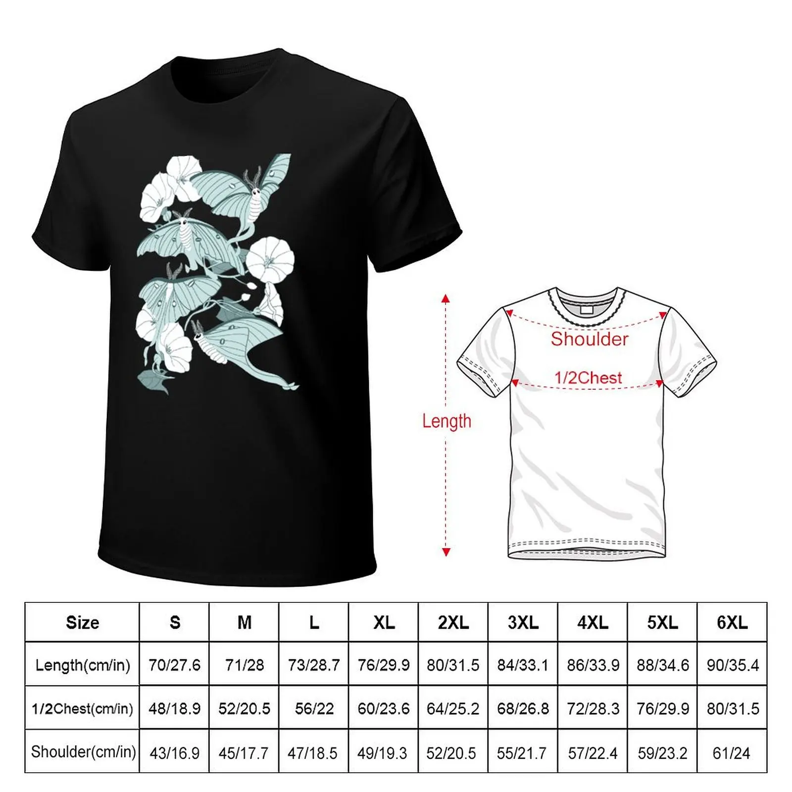 Luna Moth Garden T-Shirt sports fans customs design your own graphic tee shirt mens vintage t shirts