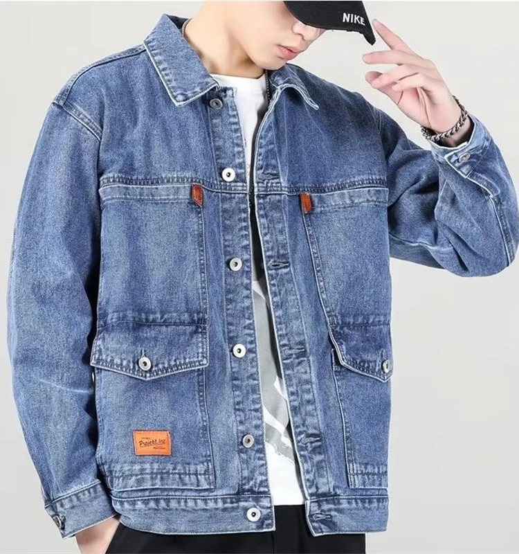 

Casual Loose Denim Jaet for Boys Spring Autumn Faionable Youthful Single Button Long Sve Outerwear Versatile Sle