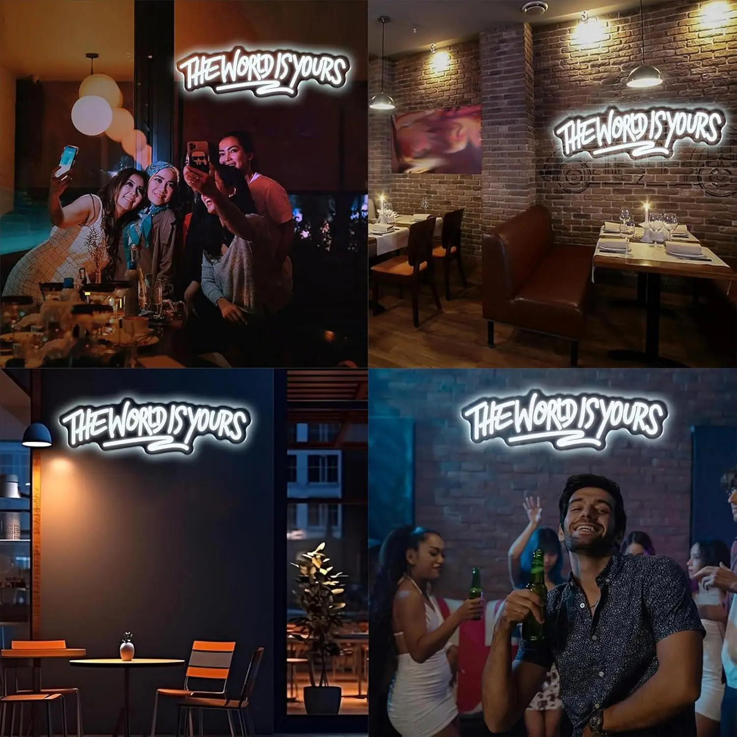 The World is Yours Neon Sign USB Powered Dimmable LED Lights for Bedroom Game Room Beer Bar Wedding Birthday Party Wall Decor - view 4