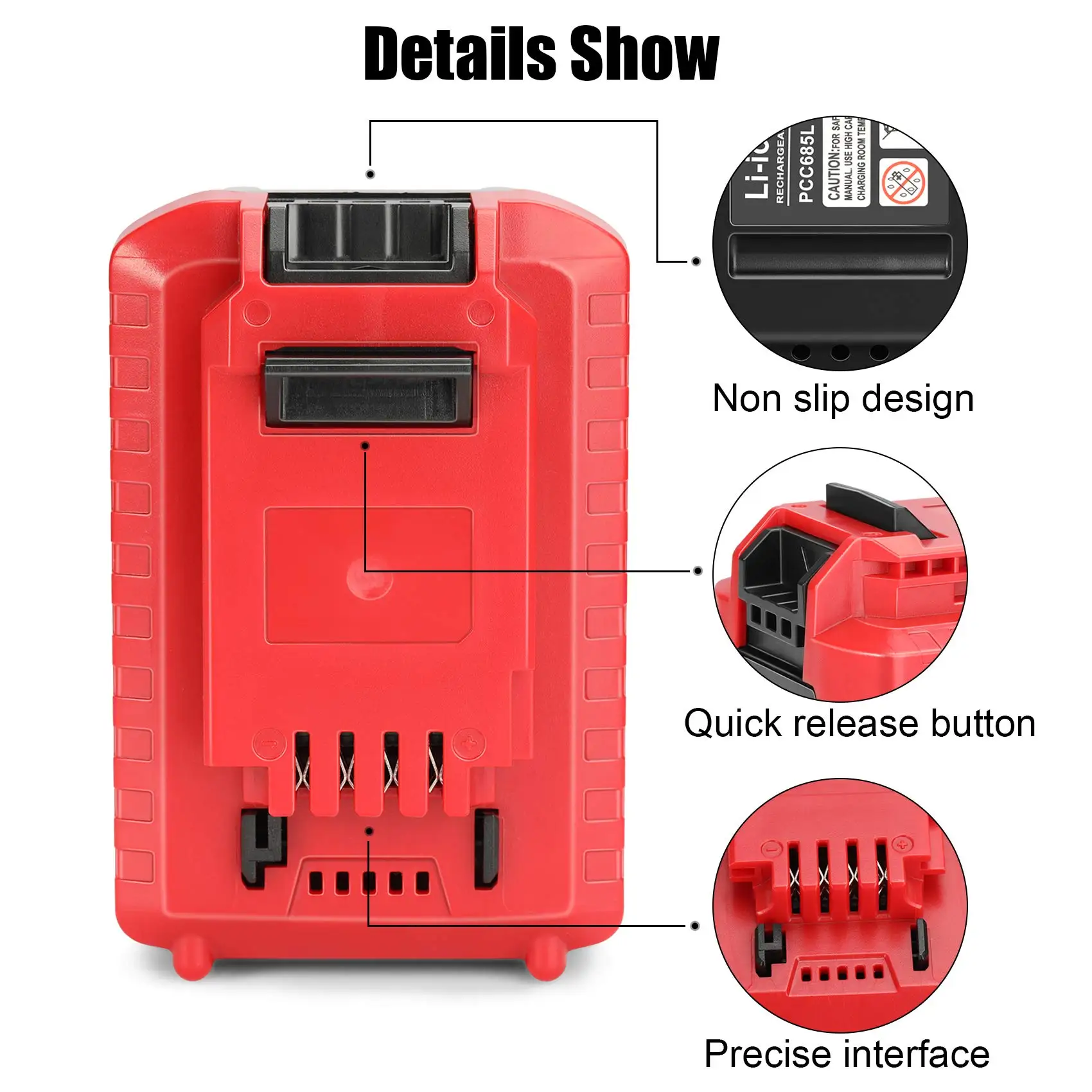 2PCS 20V 6500mAh Power tool battery For Porter 6.5Ah Li-ion Power CABLE PCC685L Rechargeable PCC640 PCC685 Replacement batteries