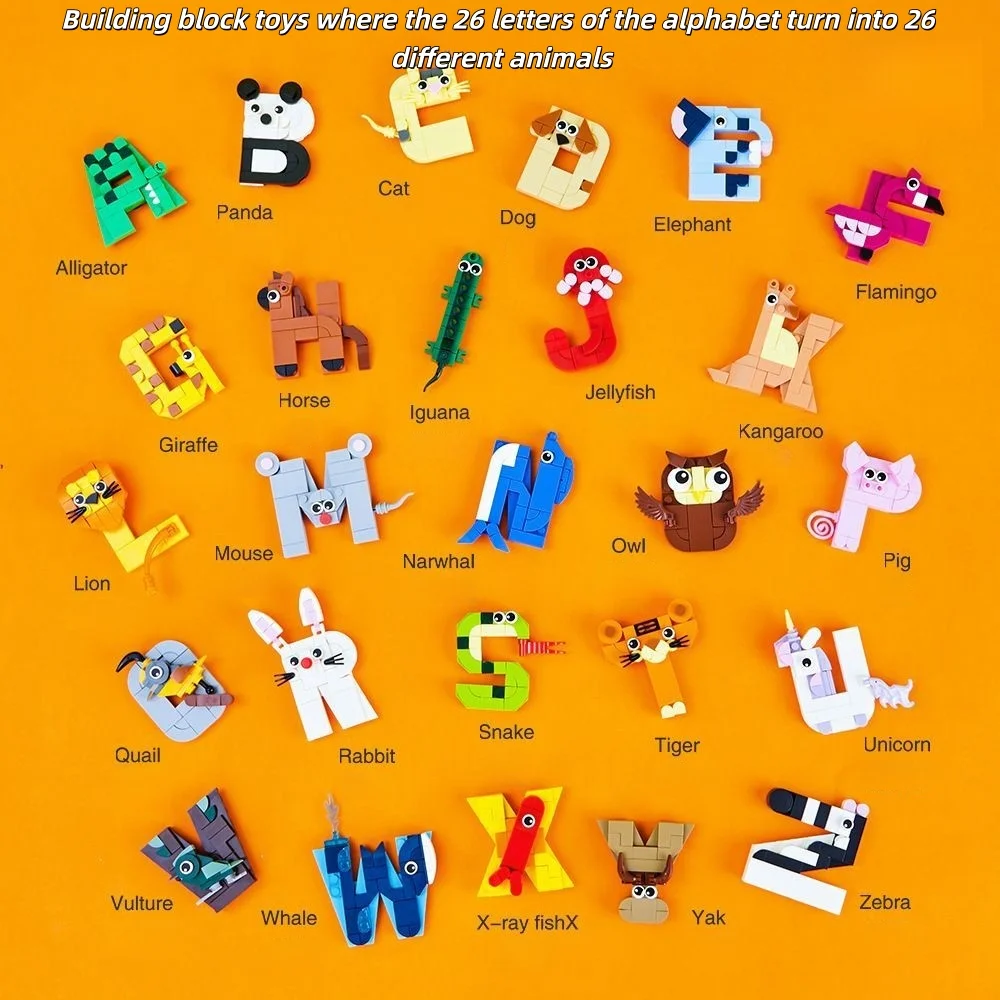 

Animal Alphabet Teaching Puzzle Small Bricks Building Toys Gifts Compatible with Educational Toddlers Intelligence Toys