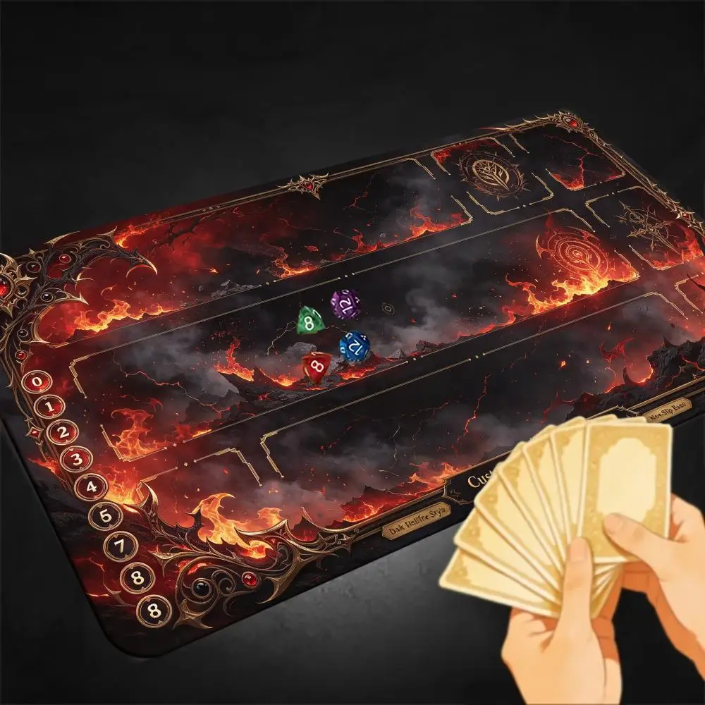 Hellfire Volcano Lava TCG Playmat, Zoned Magic The Gathering Game Mat, Large Trading Card Game Playmat for Tabletop Gaming