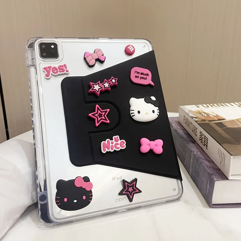 Kawaii Hello Kitty Air6 5 IPad Case Cute Anime Rotate Anti Bending Acrylic 10.2 Pro Anti Drop IPad Protective Cover Accessories