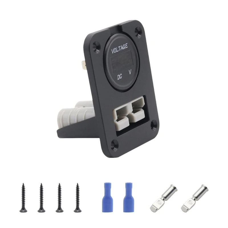 

12V 24V Car Charging Adapter Connector with Voltmeter and Screws Flush Mounted Charging Socket