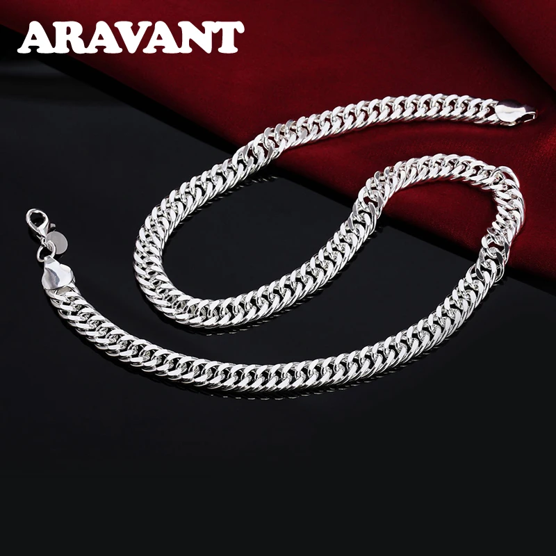 Aravant-Conjunto de pulsera y collar de cadena de plata de ley 925, 6MM, 7MM, 10MM, para hombres y mujeres, joyería de boda a la moda