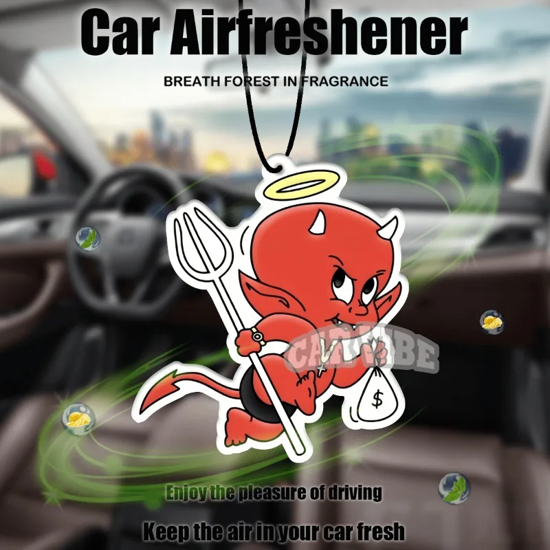 Vintage Devil Kid Car Freshener Pendant — Cartoon Style for Mirror & Vent, Home Office Decor, Creative Gift for Friends