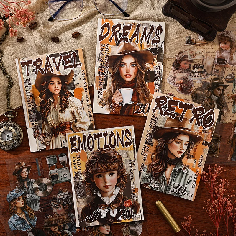 

4 упаковки/лот, серия «Отслеживание года», милая милая декоративная наклейка для домашних животных в стиле ретро