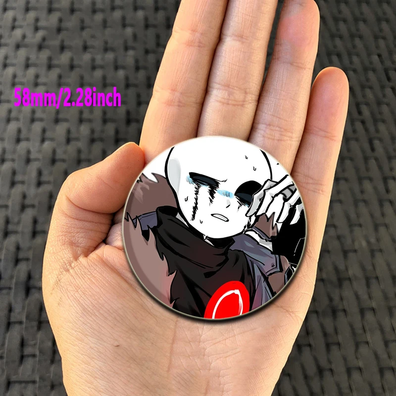 32/44/58MM Anime Cartoon Figures Killer Sans Pins Round Brooch Badge Fashion Jewellery Clothes Hat Backpack Accessory Gifts