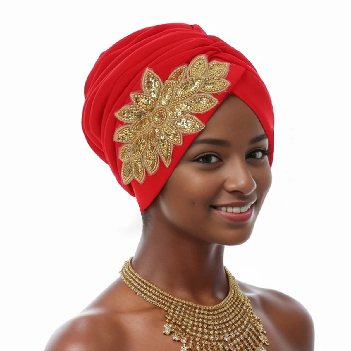 Muslim Women Braid Turban Cap Islamic Head Wraps Bonnet Sequins Musulman Stretchy Hair Cover Indian Hat