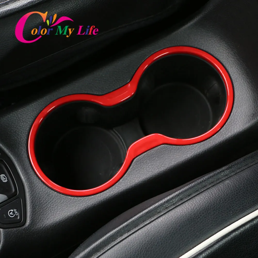 Color My Life ABS Interior Water Cup Holder Drink Center Console Surround Cover Trim for Jeep Compass 2017 - 2020 Accessories