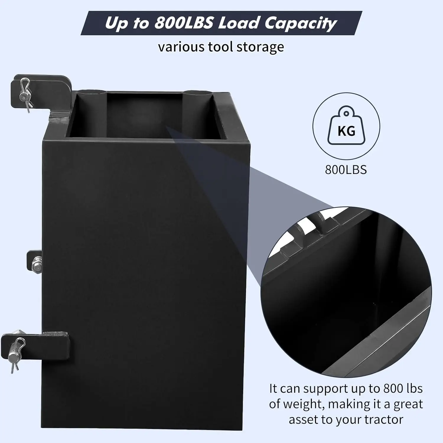 TWISTER.CK Heavy Duty 3-Point Ballast Box 800 LBS – Category 1 Tractor Counterweight with 2